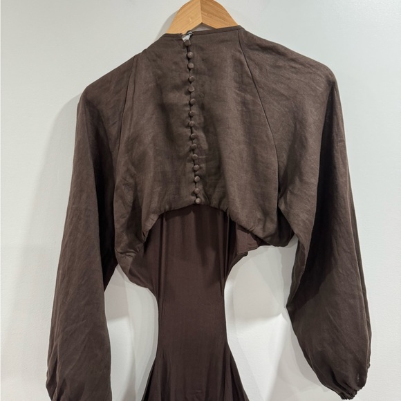 NWT Dissh Sofia Dark Chocolate Linen Midi Dress Size 12 - Picture 6 of 8